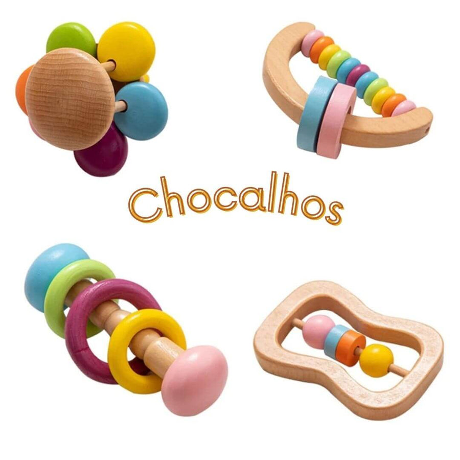 Kit Chocalhos Montessori com Amiguirumi - 5 peças